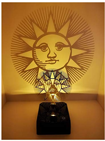 Sompex 72180 Shadow Sonne Schattenwerfer Tischleuchte Stimmungslicht mit Akku für Mikro USB Projektionslampe Dekorationsleuchte Dekoleuchte schwarz silber