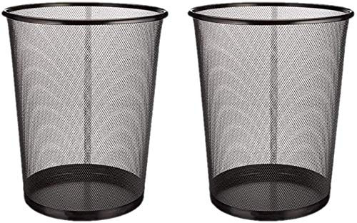 EUROXANTY Papelera de Oficina | 35 x 29,5 cm | Papelera de Escritorio de Metal | Papelera Circular de Rejilla Metálica | Papelera Habitación Negra | Pack de 2 Unidades | 19 L