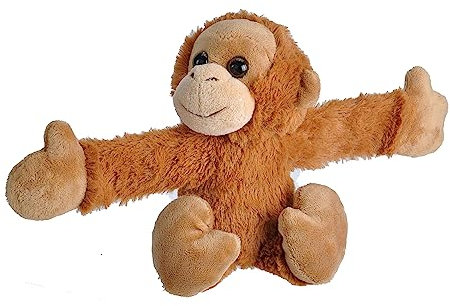 WILD REPUBLIC Huggers Orangutan, Kuscheltier für Babys, Schnapparmband mit Druckknopf-Mechanismus, Geschenk für die Babyparty, Ökologisches Spielzeug, Recycling-Füllung, 20 cm
