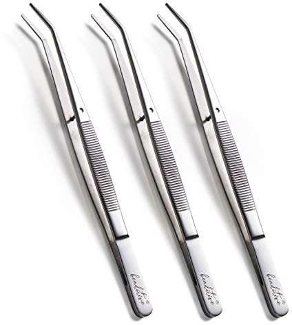 Beaditive macchina da cucire pinzetta set (3-pc) seghettata bent tips | professionale del grado, alta precisione | acciaio inossidabile