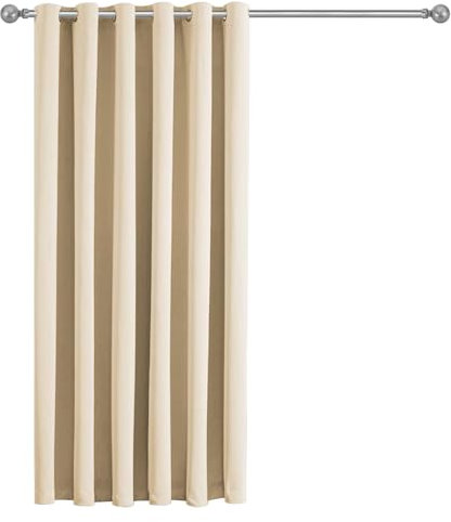 Imperial Rooms Blackout Eyelet Curtains for Bedroom 66x84 inch Drop Cream Curtains & Drapes Thermal Insulated Room Darkening Soft Living Room Curtain, Single Panel with Tiebacks