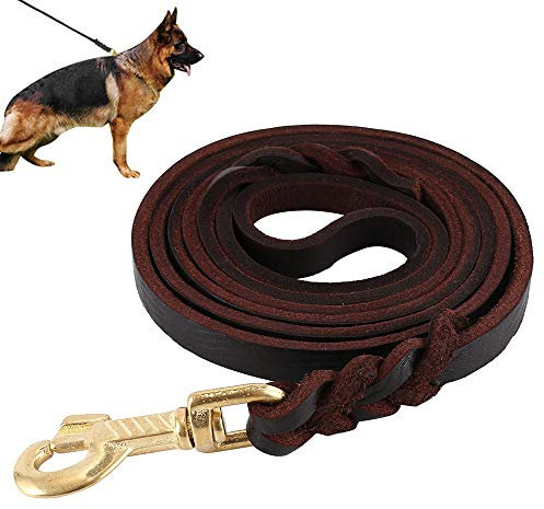 Laisse pour Chien Tressée en Cuir Véritable Corde de 2 mètres, Longe pour Chien de Dressage de Chien Moyenne ou Grande Course à Pied Jogging