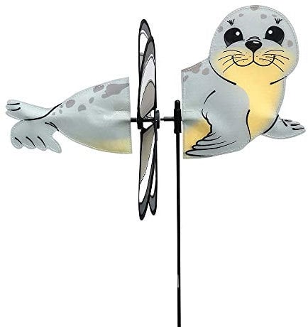 HQ Design Windspiration - Spin Critter, UV-beständige und wetterfeste Windspiel Deko für Garten, Terrasse und Balkon - Windrad inkl. Standstab (Seal)