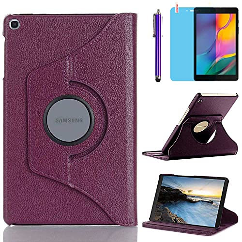 Étui Housse Coque pour Samsung Galaxy Tab A 8.0 Pouces 2019 (SM-T290 SM-T295 SM-T297) - 360 degrés Rotation Full Protection Kickstand Case Cover,avec Un Stylo,Écran Film (Purple)