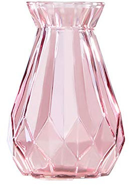 Koomiao Blumenvase Glasvase Moderne Glas Vase Blumentopf für Heimdekoration, Wohnzimmer, Tisch, Büro, Geschenke (Klein, Rosa)