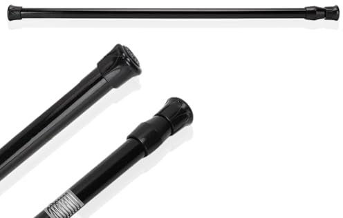 55-90cm Teleskopstange Vorhang,Duschstange Ohne Bohren Schwarz Klemm Gardinenstange Duschvorhang Stangen Telescopic Wardrobe Tail Tension Rod Kleiderstange Teleskop Katzennetz Spannstange in 13mm