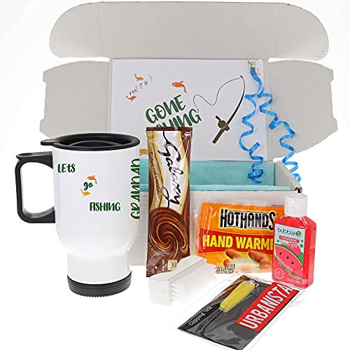 Personalised Fishing Flask Gift Set Fisherman Angling Trawling Gift Pack for Him Fishing Accessories Personalised Fishing Flask Gift Set Fishing Travel Mug Gift Set Fathers Day (Hot Chocolate)