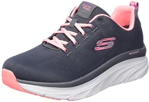 Skechers Damen D'LUX Walker GET Oasis Sneakers, Charcoal Mesh/Coral Trim, 39 EU
