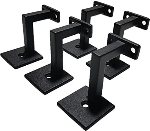 Langdoly Square Handrail Brackets for Staircase Stair Railing Brackets with Screws Textured Black (Pack of 5) (Textured Black)