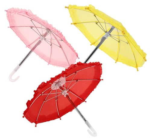 Toddmomy 3 StüCke Puppen Regenschirm: Mini Schirm Deko Kinder Regenschirm FüR Geburtstagsspielwaren Requisiten Hochzeit Fotografie Lieferungen (ZufäLlige Farbe)