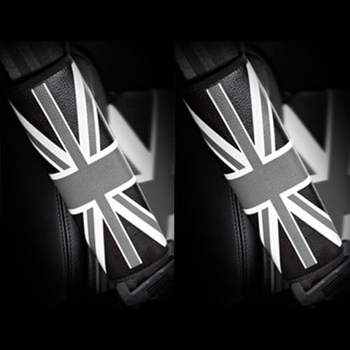 Qirc Car Seat Belt Shoulder Pad, British Union Jack Seat Belt Shoulder Pad 2 Pieces (Grey)
