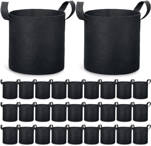 Boao 30 Pack 3 Gallon Grow Bags Aeration Fabric Pots for Plants with Handles Thickened Non Woven Grow Pots Bulk Plant Bags for Garden Vegetable Flower