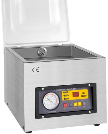 Envasadora al vacío, 120 W, para Mesa, de Acero Inoxidable, Industrial, 220 V, Ruido < 80 dB, Envasadora al Vacio Profesional, Automático Maquina al Vacio para Alimentos Secos y húmedos