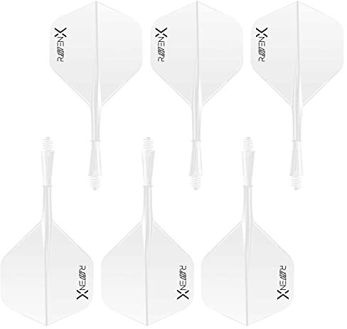RavenX Dart Flights - Dart Flights mit Schaft und Flight in einem - 6 Stück (Weiß)