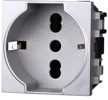Presa Schuko 2P+T 16A, Compatibile Con Bticino Living Light (1 Pezzo, Grigio)