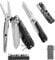 HONZIN Multitool 5 in 1 Multifunctional Folding Pocket Knife, Folding Scissors, Detachable Stainless Steel Geometric Knife for Outdoor Camping Hiking (Extra 11 Screwdriver Bits)