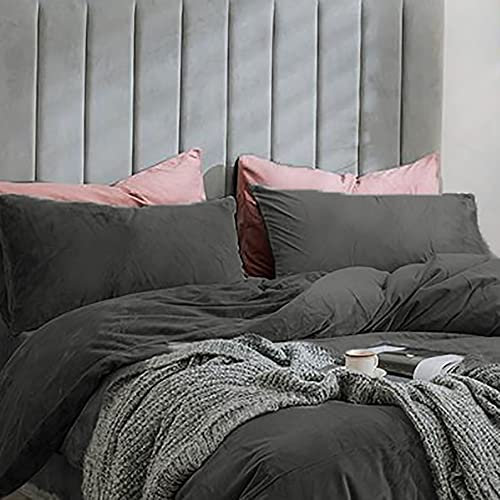 Michorinee 2er Set Warme Fleece Kissenbezug 40x80 cm Anthrazit Cashmere Touch Kuschelig Flauschig Plüsch Samt Kissenhülle Kopfkissenbezug mit Reißverschluss