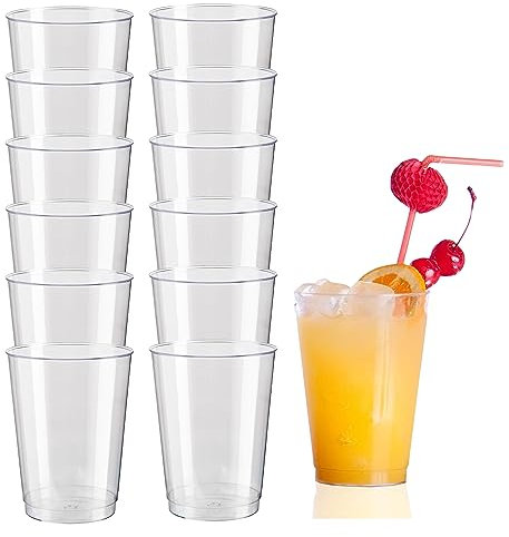 HOMESHOPA Clear Plastic Tumblers, 12 Pack 8oz Reusable Unbreakable Plastic Cups, Sturdy Stackable Drinking Glasses, Transparent Party Glasses for Wedding Anniversary, Birthday, Camping, Picnic