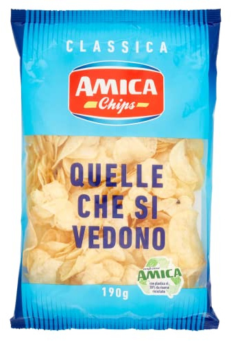 Italian Gourmet Patatine Classica Kartoffelchips gesalzen 12 x 190g | Croccanti e saporite, ideale per aperitivo, Party, Snackpause und Buffet, Gesamtnettogewicht 2,28 kg + Kostenlos Polpa 400g