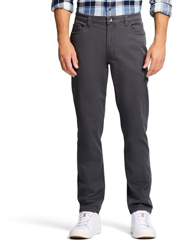 IZOD Men's Saltwater 5-Pocket Straight Fit Chino Pant, Asphalt, 40W X 32L