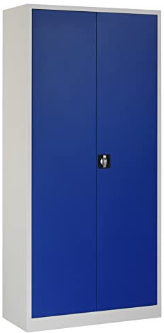 der ROLLENDE SHOP Flügeltürenschrank 1950x920x420 mm Lichtgrau/Enzianblau