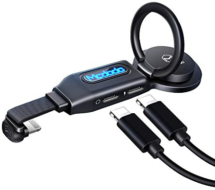 Mcdodo Adattatore per cuffie Lightning Adattatore Dual Lightning Audio e Caricatore iPhone Adattatore Splitter Compatibile con iPhone 14/13/12/11/SE/XR/XS/8/7 per tutti gli iOS
