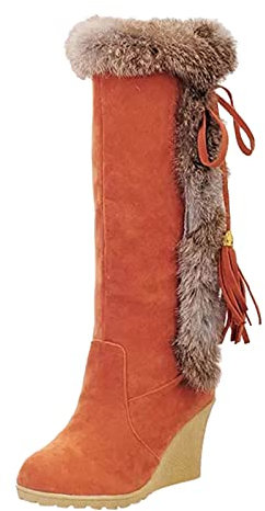 Moon Boots Damen, Reißverschluss Schnallen Halbhoch Westernstiefel Jodhpurstiefelette mit Absatz Vintage 35-38 Stiefeletten Halbschaft Stiefel Cowboystiefel Quaste Mode Damenboots Winterstiefel