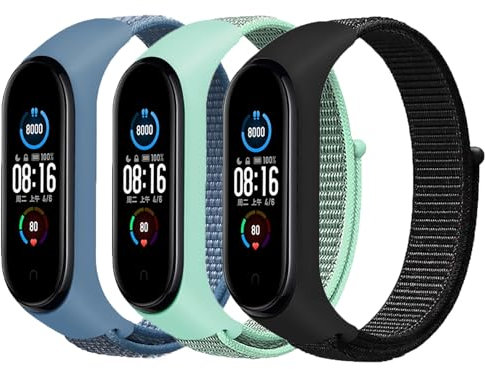 3 Stück Nylon Armband für Xiaomi Mi Band 7 6 5 4 3 Damen Herren, Verstellbares Elastisch Uhrenarmband Geflochtenes Sportarmband Ersatz Armband für Xiaomi Smart Mi Band 7/Band 6/Band 5/Band 4 3 Armband