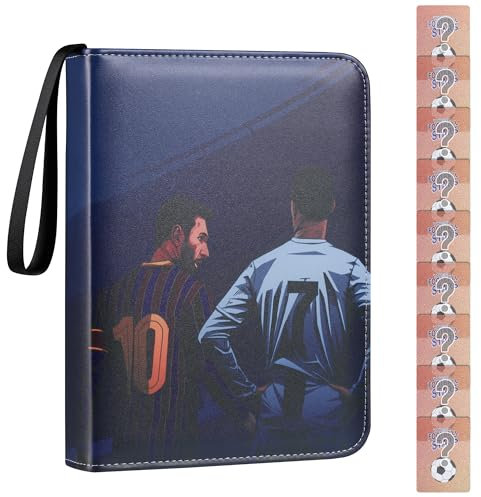 Trading Card Album for Football, Binder Card Holder, Fits 900 Cards with 100 Removable Sleeves, Carrying Case Binder Album, Book Folder Storage Organizer (Send 9 football cards Randomly)