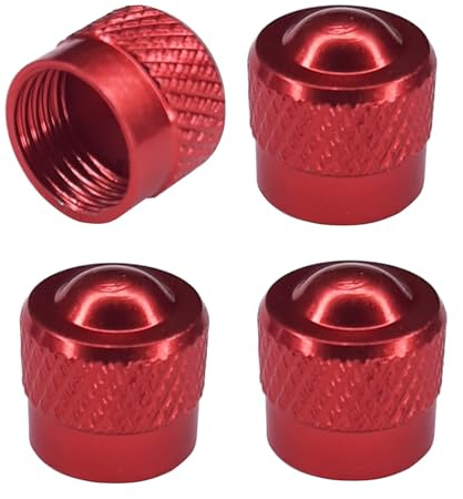 cyclingcolors 4X Ventilkappen Ventildeckel Auto Motorrad Fahrrad Ventilabdeckung Radventilkappen Reifenventilkappen Autoventil-Kappen Aluminium, Rot