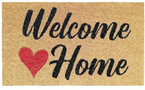 Banzaii Fußmatte Kokos 40 x 70 cm mit PVC Rückseite rutschfest - Welcome Home Herzen