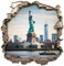 Samunshi® Wanddeko Wandriss mit Freiheitsstatue in New York Usa Fenster in andere Welt Portal Wallart Wandtattoo für Wohnzimmer Küche Wandaufkleber Wandsticker 30 x 30cm