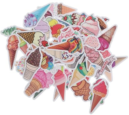 BESTonZON 200 Stk Aufkleber Eiscreme-Dekor Obstdekor Messlöffel Essen DIY-Abziehbilder selbstklebende Abziehbilder Lebensmittel Sammelalbum Material Applikationen Kühlschrankmagnet PVC