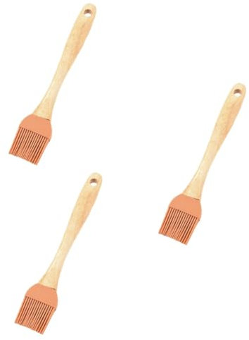 POPETPOP 3stücke Holzgriff Silikon Ölpinsel Hitzebeständiger Bbq Pinsel Für Grillen Und Backen Für Marinieren Und Basteleien Für Zuhause Freien