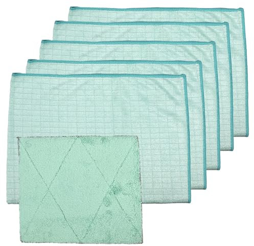 Pastaclean® 5 Stück Geschirrtücher (Mint) + 1 Spültuch | Super saugstarke Küchentücher | Antibakteriell | Extra groß 50 x 70 cm