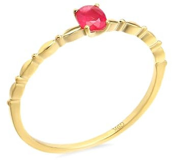 Skcess Goldring Damen 585 Echtgold 14K Damenring Rot Rubin Oval, Eheringe Dünner Ovaler Rubin Ringe Frauen Größe 50 (15.9)