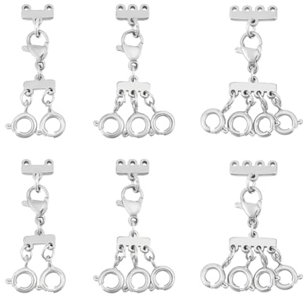 UNICRAFTALE 3style 6pcs/set Necklace Layering Clasps 304 Stainless Steel Lobster Claw Clasps 32mm Long Multi Strand Lock Buckle with Brassspring loaded ring Buckle Jewelry Connection