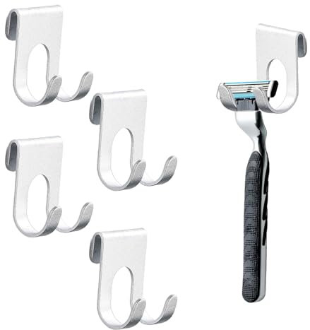 Banjiabb Porte Rasoir Douche en Acier Inoxydable - Lot de 4 Supports Sans Perçage Avec Crochets