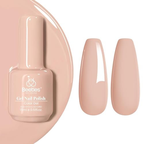 beetles Nude Gel Nail Polish, 15ml Skin Nude Neutral Colour Soak Off UV Gel Nail Art Manicure Salon DIY at Home All Season Gift for Girls-CL161