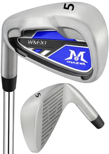 MAZEL WM-X1 Golf Iron for Men 1,2,3,4,5,6,7,8,9, P, S, CNC Milled Face Golf Club Single Iron for Left-Handed Golfers (Silver-LH, Single 5 Iron)