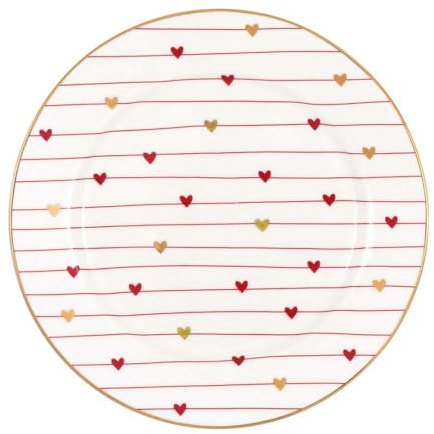 GreenGate Petite assiette blanche avec cœurs rouges et dorés de 15 cm