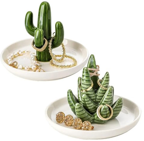 Soporte para joyas, bandeja para joyas, bandeja de cerámica para joyas, para anillos, suculentas, organizador de anillos, exposición, cuenco decorativo para decoración del hogar, cumpleaños, regalos