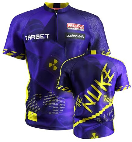 Target Darts Luke Littler Dart Shirt 2025, Size: 2XL | Herren-Dart-Shirt für die Weltmeisterschaft, Cooles Dart-Oberteil ohne Kragen für Erwachsene, Dartboards-Oberteil für Herren, The Nuke Player