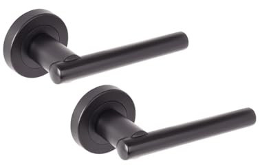 Hunta HANDLEZONE® Solus Lever On Round Rose Door Handles, Internal Passage Latch Handles, 1 Set - Black Matt