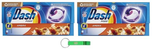 2x Dash Pods Ambra Waschmaschine Waschmittel in Kapseln, 31 Waschgänge - Garantieren Einwandfreie Sauberkeit Gegen Flecken + Beni Culinari Kostenloser Schlüsselanhänger