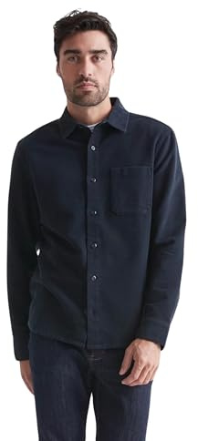 DUER Men's No Sweat Moleskin Shirt, Stretch Long Sleeve Button Up, Soft Cotton Clothing, Relaxed Outerwear Top, Navy, M