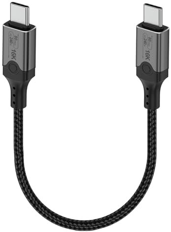 Tomost Cable Thunderbolt 5 de 80 Gbps, PD 240 W USB C 5, compatible con pantalla de video de 16 K/8K a 60 Hz, compatible con MacBook Thunderbolt 4/USB4, Hub, Dock, M3, eGPU, portátiles, monitor (30 cm