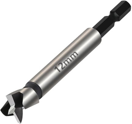 Vearter Broca Forstner de 12 mm, de acero con alto contenido de carbono con vástago hexagonal, broca perforadora para madera, madera maciza, MDF, plástico, aglomerado, madera contrachapada