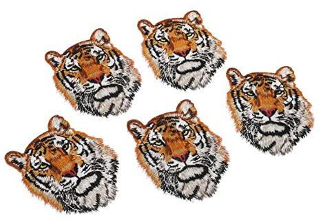 Sewroro 5st Tigerkopf-patch Patches Zum Nähen Von Tieren Dekorative Aufkleber Für Kleidung Gestickte Abzeichen Applikations-reparaturflicken Nähen Großer Jackenaufnäher Polyester