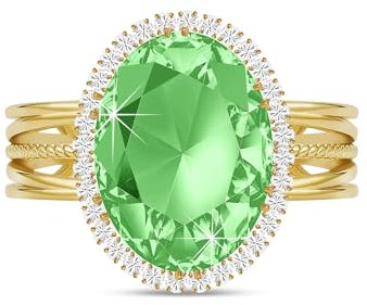 Linawe Gold Ringe Frauen Ring Verstellbar Türkis Stein, Peridot Grün Moissanite Damenring Modeschmuck, Goldring Goldene Ringe Boho Schmuck, Statement Fingerring Diamant Ring Vergoldet Damen
